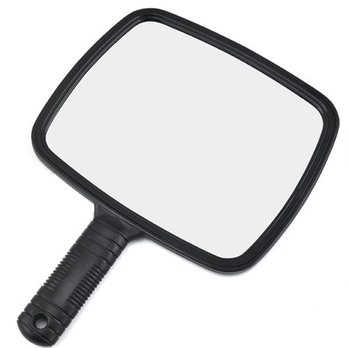 Accessotech Professional Handheld Salon Barbers Hairdressers Paddle Mirror Tool with Handle (Black) Black - BeesActive Australia