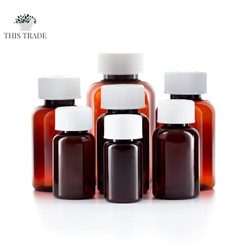 100ml Pill pots with lids, Empty Plastic Medicine Amber Bottles, Pill Storage pots, Screw caps, Strong Medicine Storage pots, Dispenser (6) - BeesActive Australia
