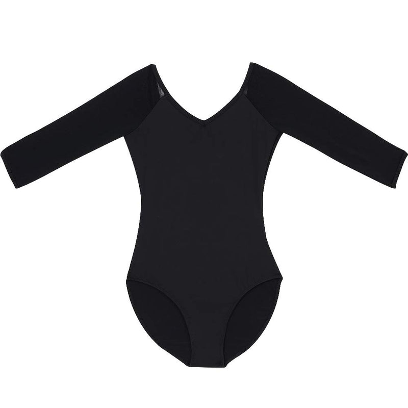 [AUSTRALIA] - KUKOME Women's Ballet Dance Leotards Dance Bodysuit 3/4 Sleeve Leotards Black X-Large(High:165-170cm) 