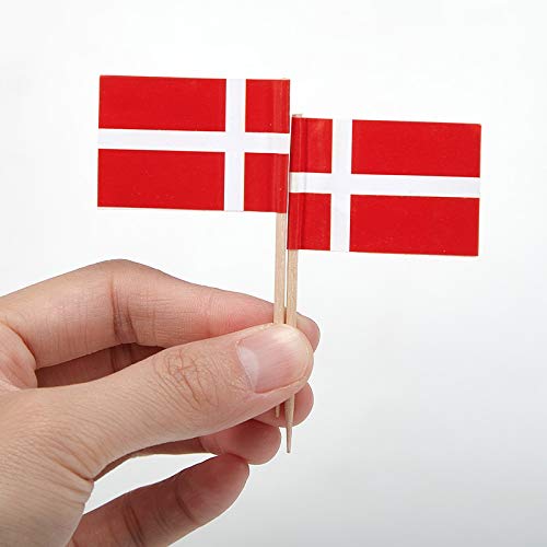 JAVD CYPS 100 Pcs Denmark Flag Danish Toothpick Flags, Small Mini Stick Cupcake Toppers Danish Flags,Country Picks Party Decoration Celebration Cocktail Food Bar Cake Flags - BeesActive Australia