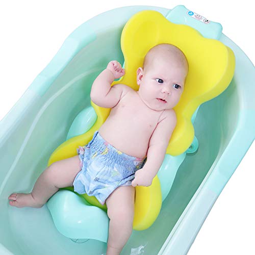 Infant Bath Sponge for Age 1-3Y Comfy Baby Bath Mat Skid Proof Newborn Bath Cushion (Yellow) Yellow - BeesActive Australia
