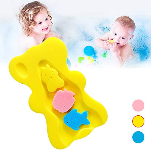 Infant Bath Sponge for Age 1-3Y Comfy Baby Bath Mat Skid Proof Newborn Bath Cushion (Yellow) Yellow - BeesActive Australia