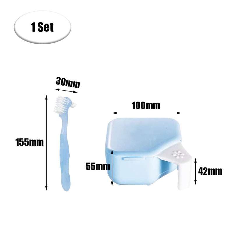 Denture Box Dual Purpose Hygienic Denture Case Denture Cleanning Set with Denture Brush for Ortho Retainers and Dental Appliances - BeesActive Australia