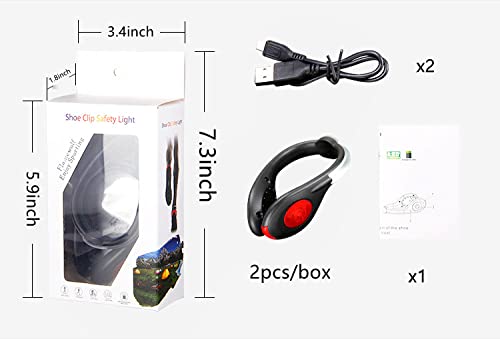 Shoe Clip Light Safety Clip Outdoor Sports Night Running Equipment USB Charging Color Changing RGB Strobe and Steady Flash Mode Red One Pair - BeesActive Australia