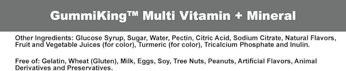 Gummi King Multivitamin and Mineral Supplement, Strawberry/Lemon/Orange/Grape/Cherry/Grapefruit, 60 Count by Gummi King - BeesActive Australia