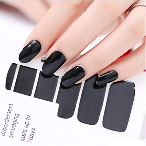 SILPECWEE 6 Sheets Solid Color Nail Art Stickers Tips Self-Adhesive Nail Wraps Decals Kit Manicure Polish Strips Set And 1Pc Nail File - BeesActive Australia