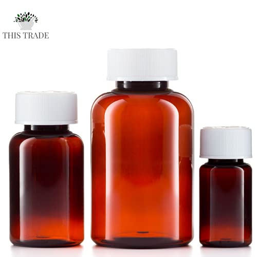 100ml Pill pots with lids, Empty Plastic Medicine Amber Bottles, Pill Storage pots, Screw caps, Strong Medicine Storage pots, Dispenser (6) - BeesActive Australia