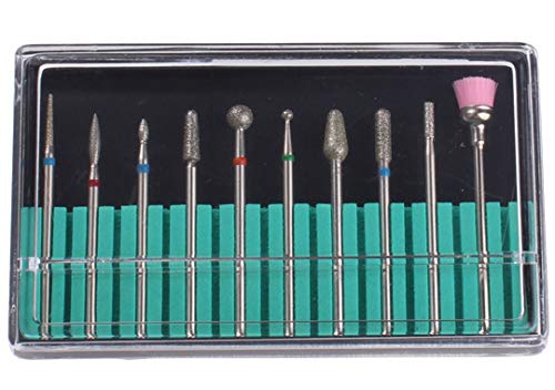 MZCMSL 10pcs Russian Cuticle Drill Bits,Safety Diamond Nail Bit,3/32 Shank efile Cuticle Bit Set with Case - BeesActive Australia