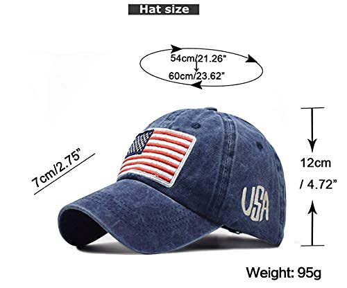 IZUS Washed Baseball-Hats American-Flag Distressed - 100% Distressed Cotton Dad Hat Embroiderred for Unisex Navy - BeesActive Australia
