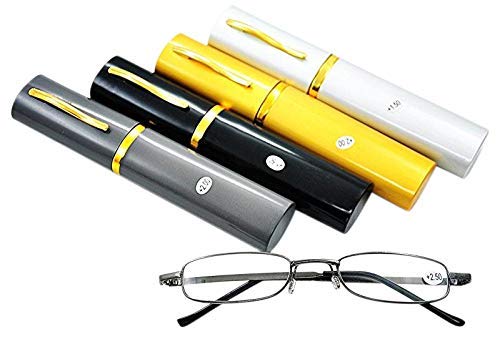MT74 Pen Holder Grey or Silver Frame Compact Reading Glasses with Case with 12 Lens Strength Variations Up to +3.75 Black 4.0 x - BeesActive Australia