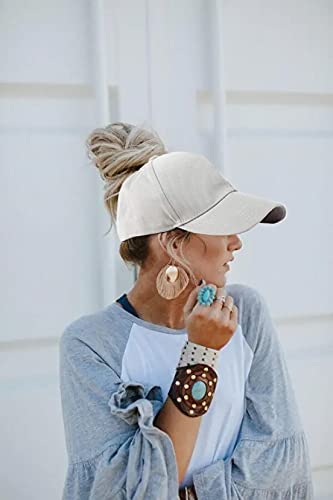 Eohak Cotton Ponytail Hats Baseball for Women Adjustable Solid Color Black+grey - BeesActive Australia