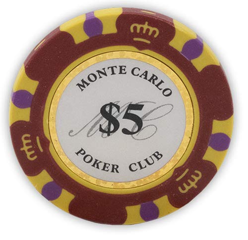 Da Vinci 14 Gram Clay Monte Carlo Poker Club Premium Quality Poker Chips Pack of 50 Chips Red 5 Dollar - BeesActive Australia