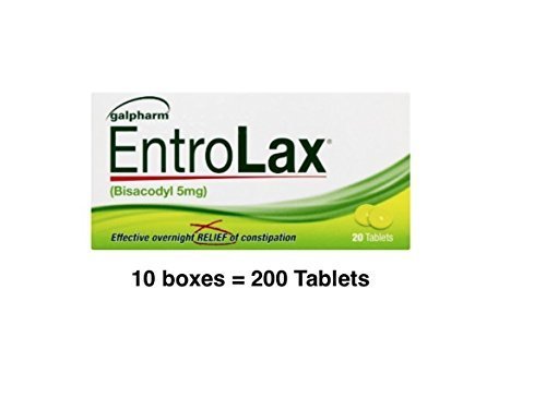 Galpharm Entrolax (Bisacodyl 5mg) Effective overnight relief of constipation - 20 x 10 = 200 tablets - BeesActive Australia