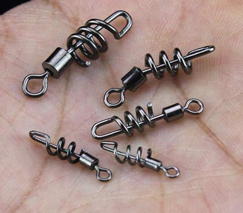 Drchoer 100Pcs/Box 5 Sizes Fishing Corkscrew Swivel Snap Stainless Steel Barrel Rolling Swivel Fishing Lure Line Connector Accessories,28-88LB. - BeesActive Australia