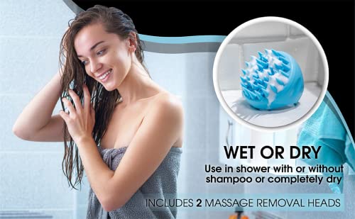 Flathead Premium Scalp Massager and Scrubber with Soft Silicone Bristles - Exfoliator for Dandruff Removal and Encourages Hair Growth, Use on Wet or Dry Hair, Includes 2 Massage Removal Heads Pack Of 1 - BeesActive Australia
