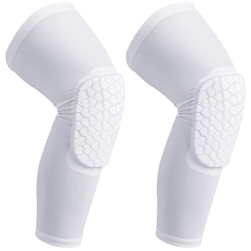 XL Knee Sleeve Honeycomb Kneepad Crashproof Antislip Basketball Volleyball Leg Knee Long Sleeve Protective Pad - 2 Packs White M - BeesActive Australia