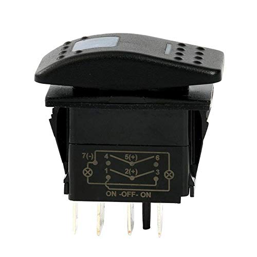 [AUSTRALIA] - Amarine Made 12v 20 Amp Waterproof On-Off-On 2 Position Boat Marine DPDT 7 Pin Rocker Switch with 2 Led Lamps (Blue) 