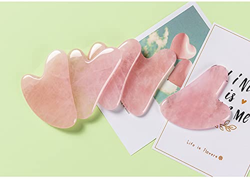 Gua Sha Facial Tool,Gua Sha Stones,Natural Jade Stone Guasha Board for SPA, Gua Sha Scraping Massage Tool on Face, Eye, Neck - Beauty Jade Facial Roller for Slimming Firming (Dark Pink) Dark Pink - BeesActive Australia