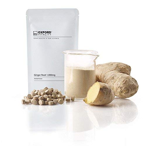 Ginger Tablets | High Strength 1000mg Ginger Root Extract Supplement | for Sickness, Nausea & Joint Pain | Oxford Vitality 120 Count (Pack of 1) - BeesActive Australia