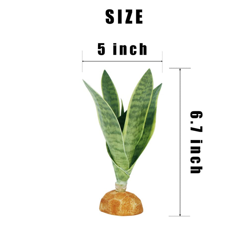 WOLEDOE Fake Snake Plants Artificial Sansevieria, Reptile Terrarium Decor, Bearded Dragon Tank Accessories fit Crested Gecko Leopard Lizard Chameleon Ball Python Snake Frog - BeesActive Australia