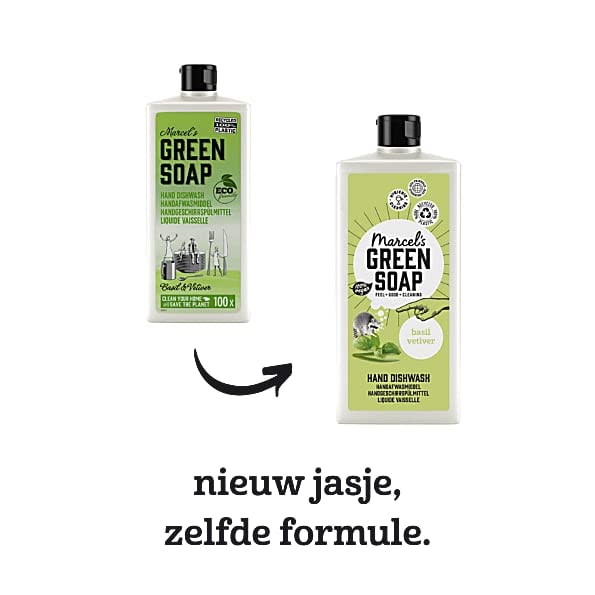 Marcel's Green Soap - Hand Dishwash - Basil & Vetiver Grass - 97% biodegradable - Natural ingredients - 500 ML - BeesActive Australia