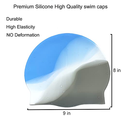 2Pack Durable Silicone Swim Cap for Women and Men, Adults Youth Long Short Hair Universal Swimming Caps, 2 Colors - BeesActive Australia