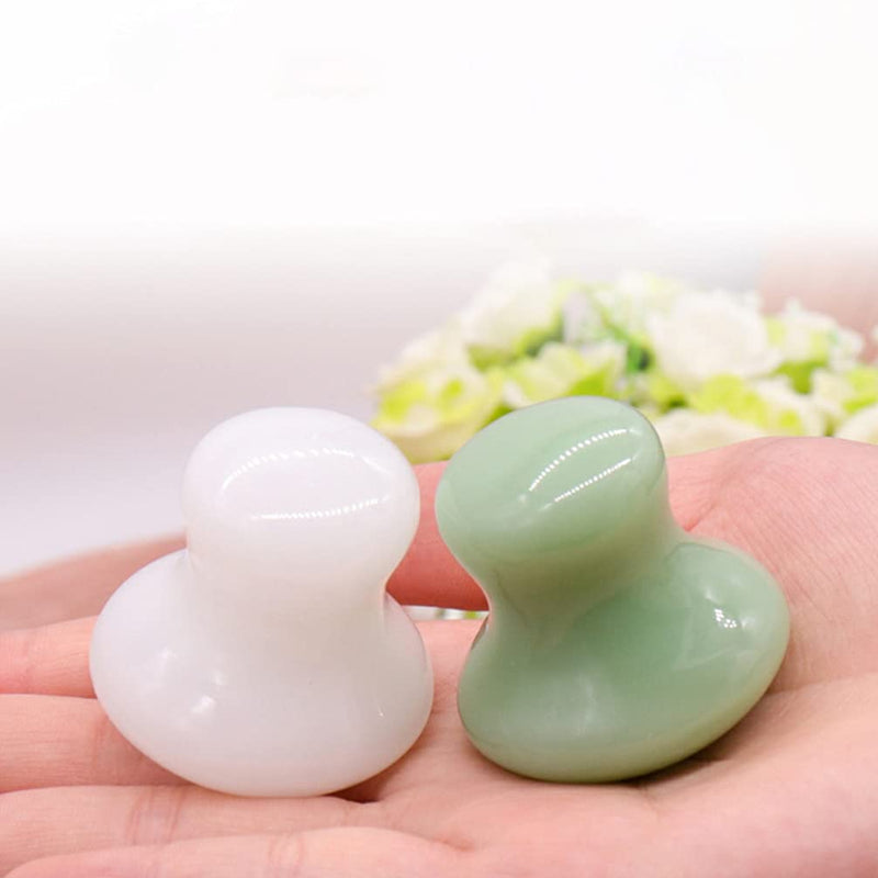 OSALADI 2Pcs Gua Sha Facial Tools, Green Jade Quartz Mushroom Face Massage Gua Sha Rollers Stones Scraping Massage Tool for Women Home Spa - BeesActive Australia