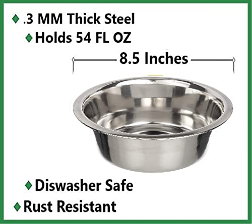 Greendale - Stainless Steel Metal Dog Bowls - Perfect for Dog Food, Water and as Replacement Bowls for Elevated Stands Stainless Steel 6.75 Cup - 4 Pack - BeesActive Australia