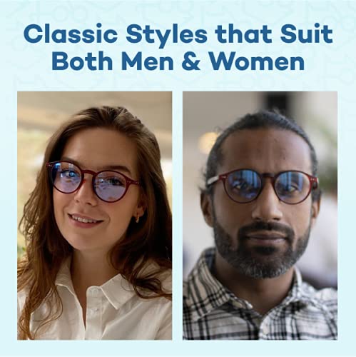 Foxmans Stylish Blue Light Blocking Glasses for Men & Women | Protection Against Computer & Digital Eye Strain, Dry Eyes, Headaches & Blurry Vision | UK Brand Lennon Everyday Lens (Red Frame) - BeesActive Australia