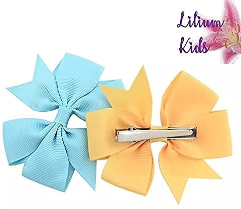 Hair Bows Clips Slides Grips 3" inch Pinwheel Solid Vibrant Colours Hairbows - 10 Pack Apple Green - BeesActive Australia