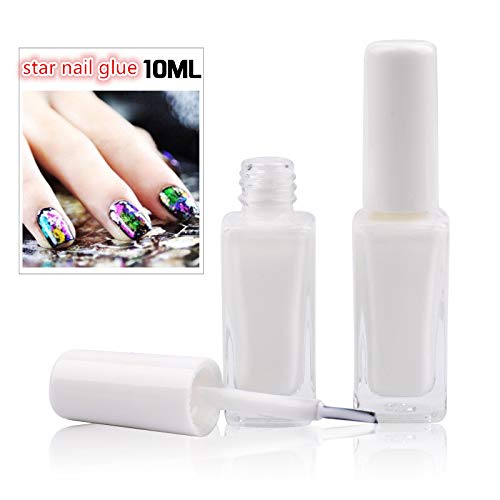 XICHEN 5 Bottles Professiona Nail Art Glue for Beauty False Adhesive Transfer Tips Decorations Adhesive Transparent 10 ML(0.34 oz)/Bottles - BeesActive Australia