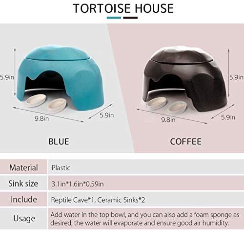 TINTON LIFE Reptile Hideouts Box with 2 Ceramic Sinks to Increase Humidity Terrarium Reptile Hide Habitat Humidify Cave for Turtle Lizard Tortoise Amphibians Snake, 9.8x5.9x5.9 Coffee - BeesActive Australia