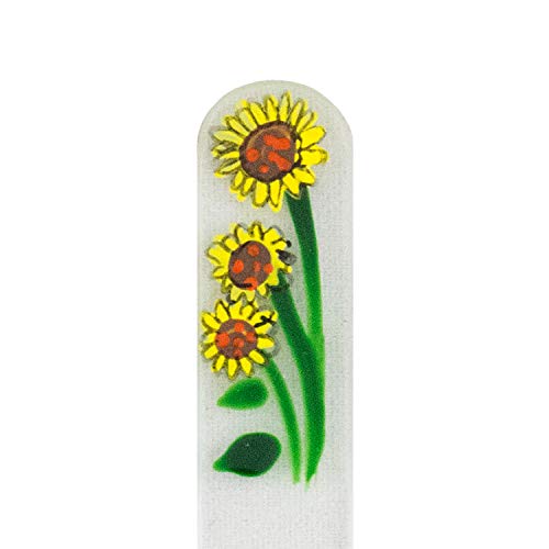 Sunflower Hand Painted Genuine Czech Republic Crystal Nail File with Matching Acrylic Case - Medium - BeesActive Australia