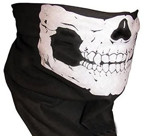FamilyFirst Men's Skull Face Mask- Neck Tube Snood Balaclava- Ski Cycle Biker BMX Paintball Bandana Scarf, Black, One Size - BeesActive Australia