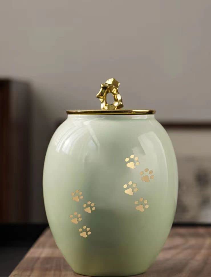 Medium Pet Urns for Dogs Ashes, Ceramics Pet Urn for Dog Ashes, Cat Dog Urns for Ashes (Paw Prints ) urns02 - BeesActive Australia