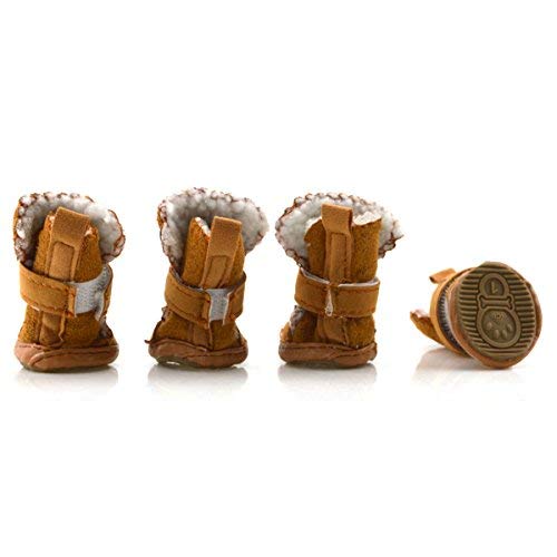 URBEST Dog Shoes with Hook Loop Closure Booties Pet Dog Chihuahua Shoes Boots, 4Pcs 2# Brown - BeesActive Australia