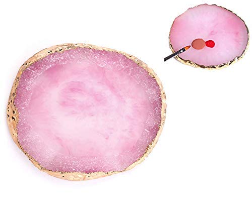 LASSUM Resin Nail Art Palette, Acrylic Gel Polish Holder Drawing Color Paint Dish Glue Pallet Display (Pink) - BeesActive Australia