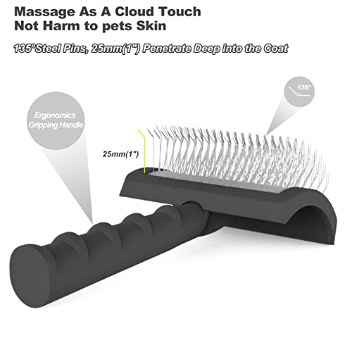 Extra Long Pin Slicker Brush for Large Dog Matted Hair, Grooming Wire Brush for Pets Shedding Mats, Cats Deshedding and loose Hair,Removes Thick Undercoat,Tangled Hair, Undercoat and Floating Hair Black - BeesActive Australia