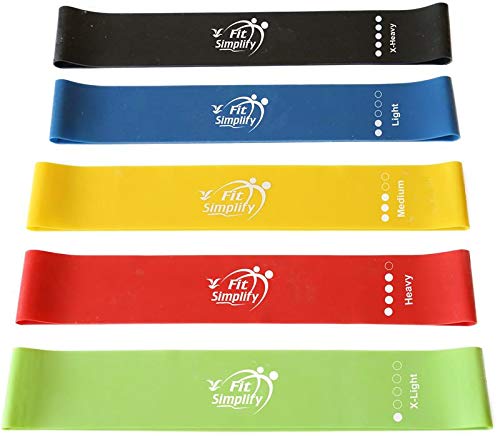 Fit Simplify Resistance Loop Exercise Bands with Instruction Guide and Carry Bag, Set of 5 - BeesActive Australia