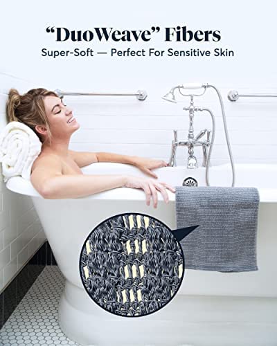 SUTERA - Exfoliating Shower Towel, Premium Japanese Scrub Wash Cloth, Deep Cleanse for Body Face, Microabrasion Duo Fibers Durable Quick Drying, Asian Spa Skin Care Bath Washclose, Extra Long Design - BeesActive Australia