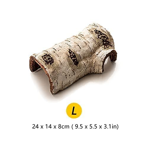 RunXF Artificial Birch Log Hide Reptile Shelter Sleeping Cave Wood Shape Hideout Terrarium Landscaping Ornament L - BeesActive Australia