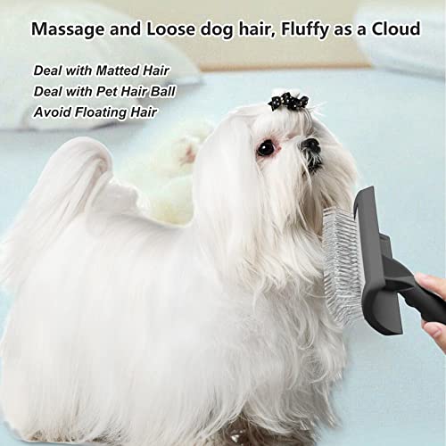 Extra Long Pin Slicker Brush for Large Dog Matted Hair, Grooming Wire Brush for Pets Shedding Mats, Cats Deshedding and loose Hair,Removes Thick Undercoat,Tangled Hair, Undercoat and Floating Hair Black - BeesActive Australia