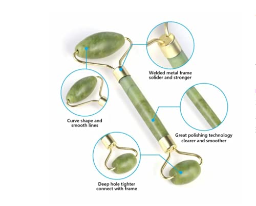 1 x Jade Roller And Gua Sha Facial Massager Double Headed Stone Facial Roller Massager Face Slimming Lift Massage 14cm - BeesActive Australia