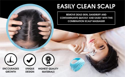 Flathead Premium Scalp Massager and Scrubber with Soft Silicone Bristles - Exfoliator for Dandruff Removal and Encourages Hair Growth, Use on Wet or Dry Hair, Includes 2 Massage Removal Heads Pack Of 1 - BeesActive Australia