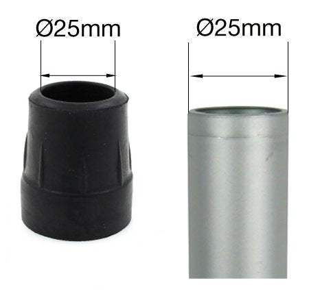 Qty: 4X 25mm 1" Z-Type Heavy Duty Rubber Ferrules For Zimmer Frames, Walking Frames - Black - by Lifeswonderful® - BeesActive Australia
