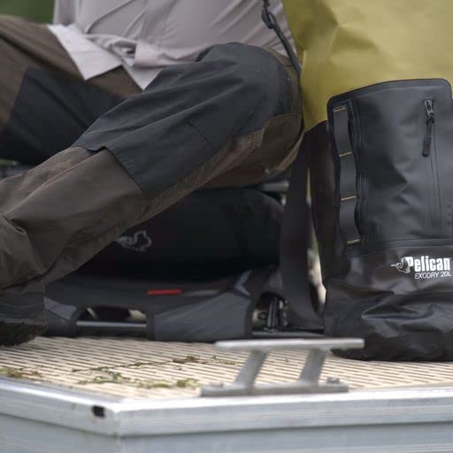 Pelican - ExoDry 20L Medium Drybag - Black - Waterproof - Shoulder Straps - Thick & Lightweight - Roll Top Dry Compression - Keeps Gear Dry for Kayaking, Rafting, Hiking, Fishing - BeesActive Australia