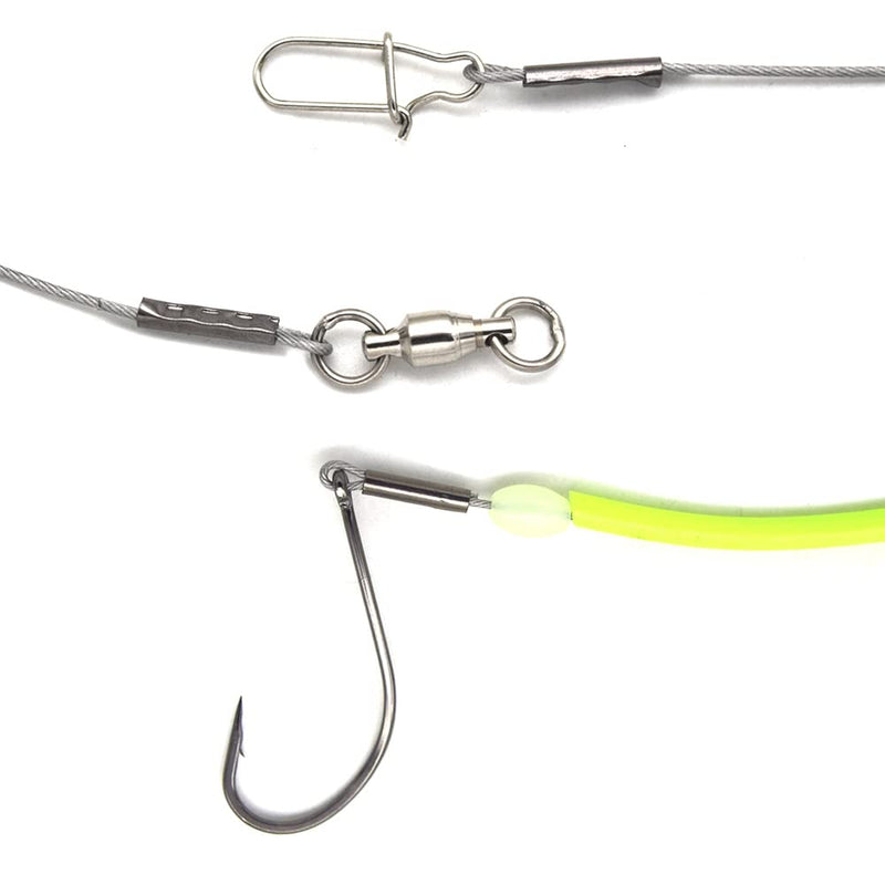 ANNIBBY High-Strength 49 Strands Steel Surf Fishing Rigs with 2 Hooks,Saltwater Fishing Assecories Nylon-Coating Steel Wire with Hooks Swivels Snap Connect 2 Arm Rig - BeesActive Australia
