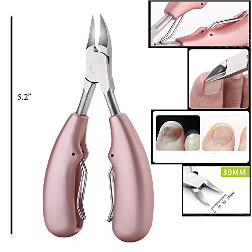 JISTL Nail Clippers for Ingrown/Thick Toenail Surgical Grade Stainless Steel Sharp Blades with Soft Ergonomic Handles for Easy Grip Best Nail Clipper & Pedicure Tool (Rose gold) Rose gold - BeesActive Australia