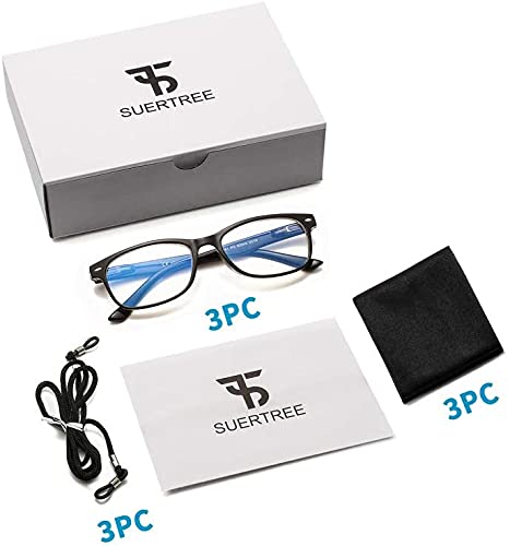 SUERTREE 3 Pack Anti-Blue Computer Reading Glasses, Blue Light Filter Eye Glasses, Blocking UV Computer Glasses, Visual Aided Glasses, Female Male Reading Glasses Black 2.5 BM161 +2.50 Magnification 3 Pack Anti Blue Black - BeesActive Australia