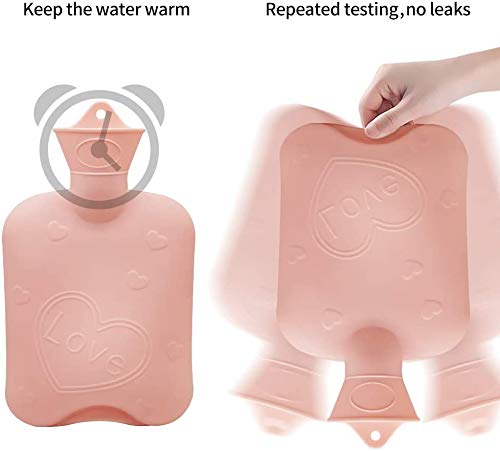 Hot Water Bottle Rubber Warm Water Bag with Soft Waist Cover,Hot Water Bag for Neck and Shoulder, Back, Legs,Waist Warm (Pink-Heart) Pink-Heart - BeesActive Australia